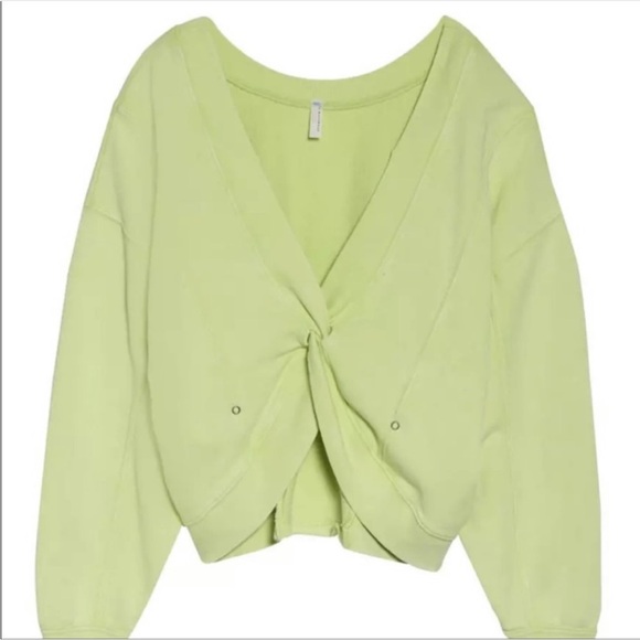 Free People Go For Gold Reversible Pullover Sweatshirt Sz S Key Lime Green - Picture 5 of 15